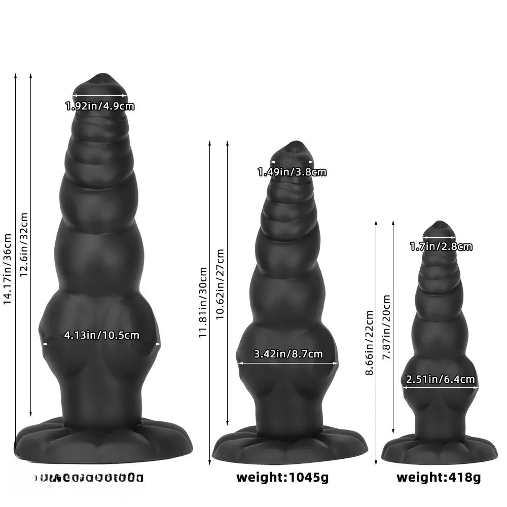 Black Ribbed Knot-Style Large Dildo - Big Thick Dildo