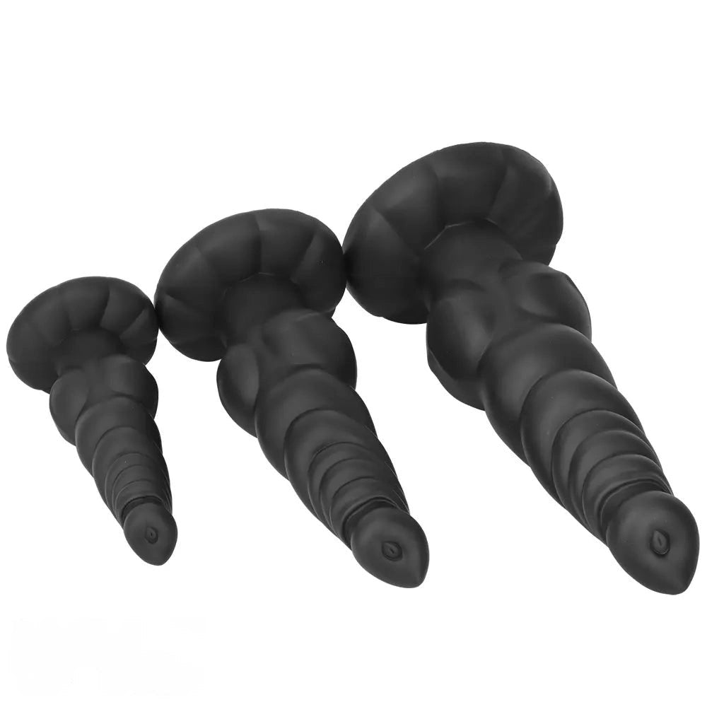 Black Ribbed Knot-Style Large Dildo - Big Thick Dildo