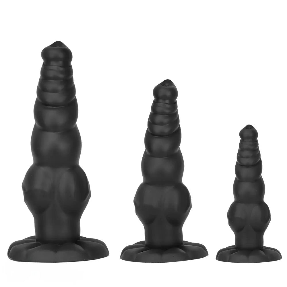 Black Ribbed Knot-Style Large Dildo - Big Thick Dildo