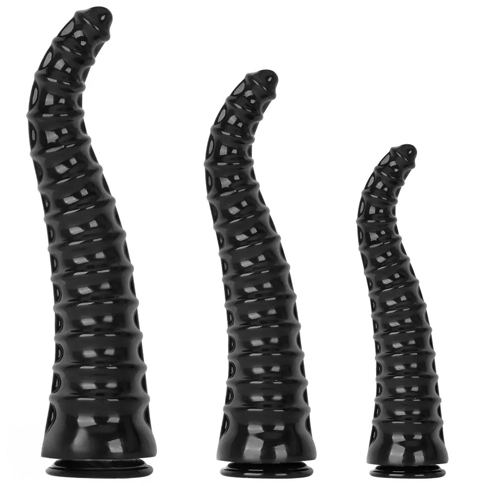 Black Spiral Tip Anal Dildo - Realistic Dildo In 3 Sizes