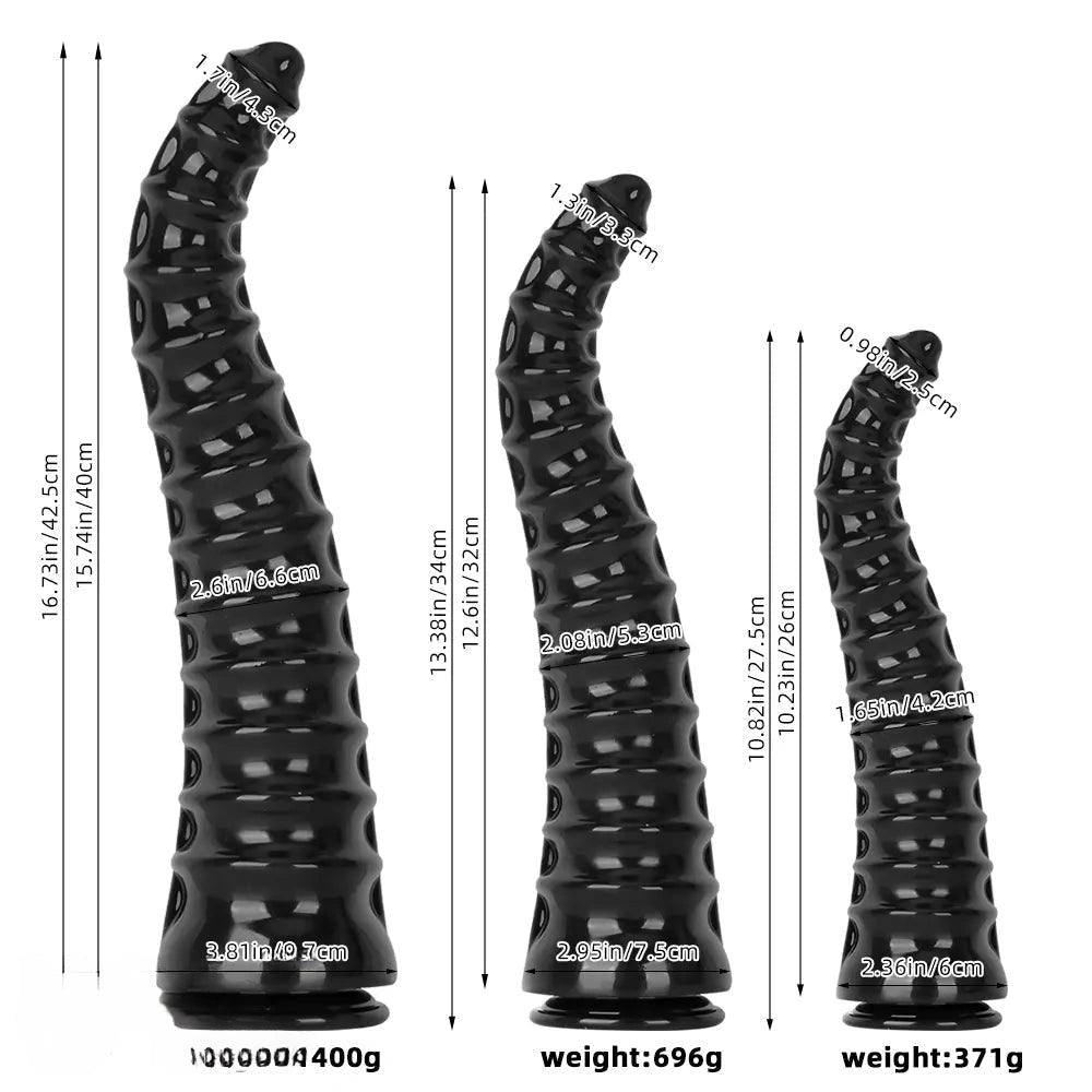 Black Spiral Tip Anal Dildo - Realistic Dildo In 3 Sizes