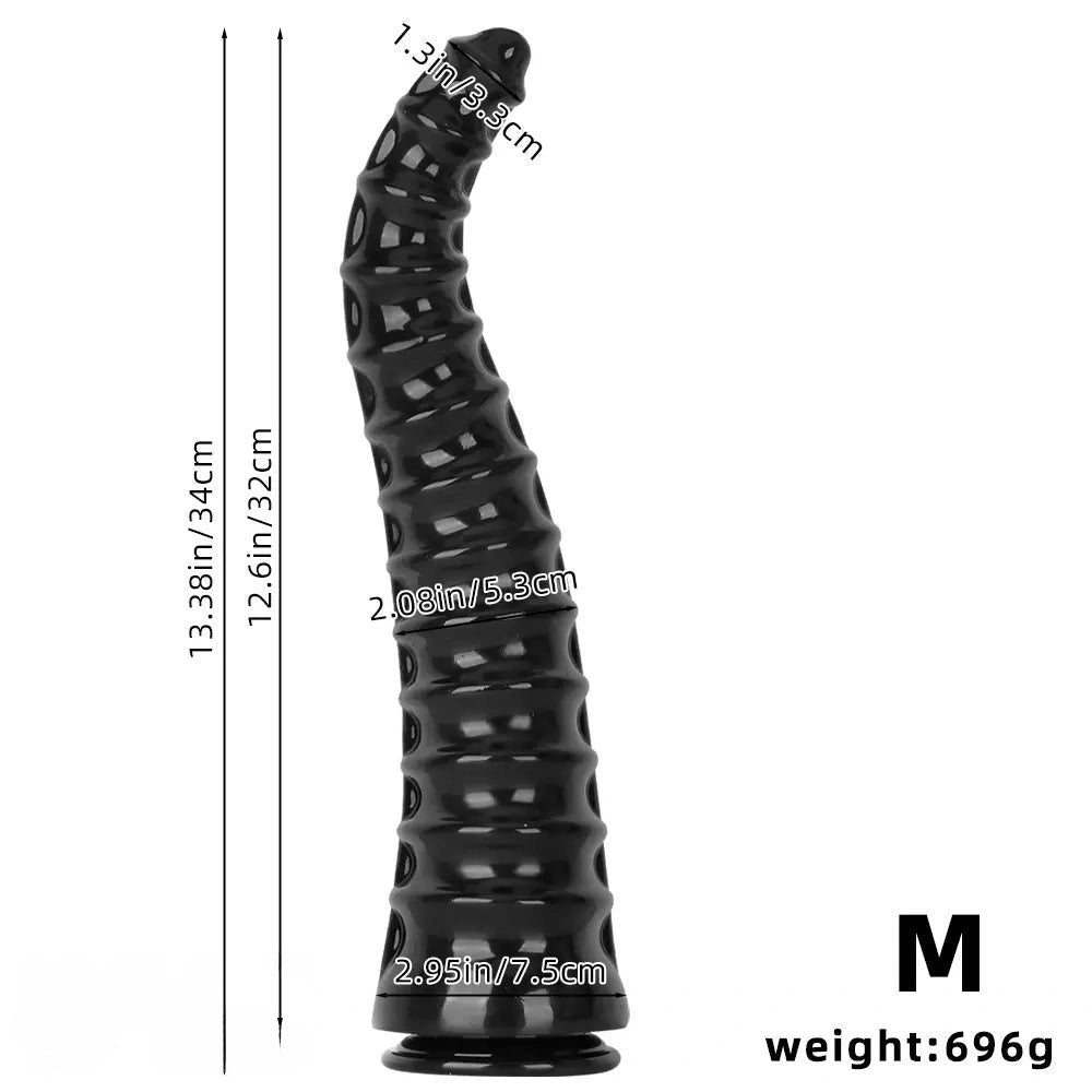 Black Spiral Tip Anal Dildo - Realistic Dildo In 3 Sizes