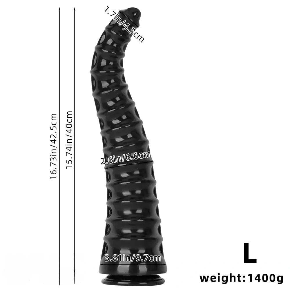 Black Spiral Tip Anal Dildo - Realistic Dildo In 3 Sizes