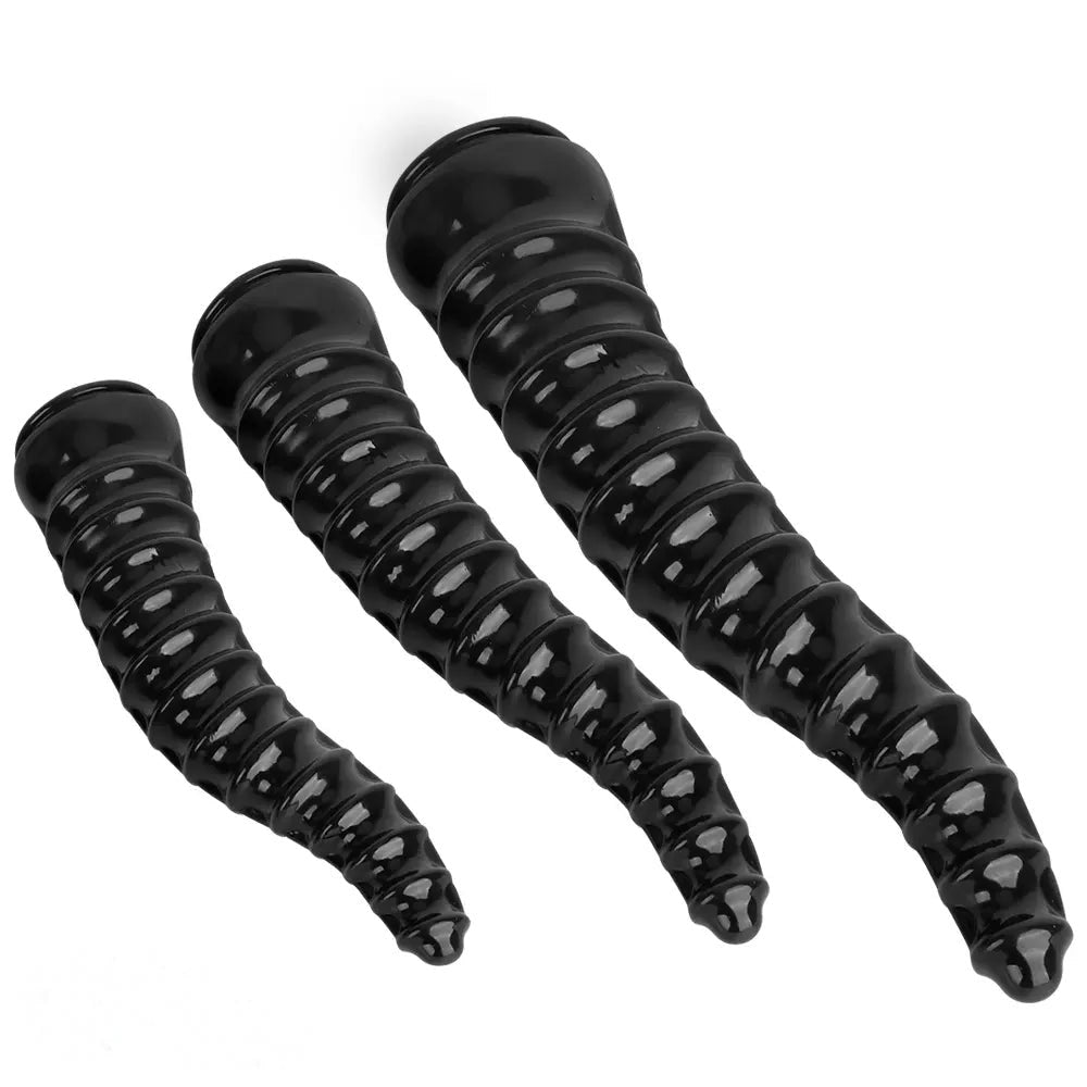 Black Spiral Tip Anal Dildo - Realistic Dildo In 3 Sizes