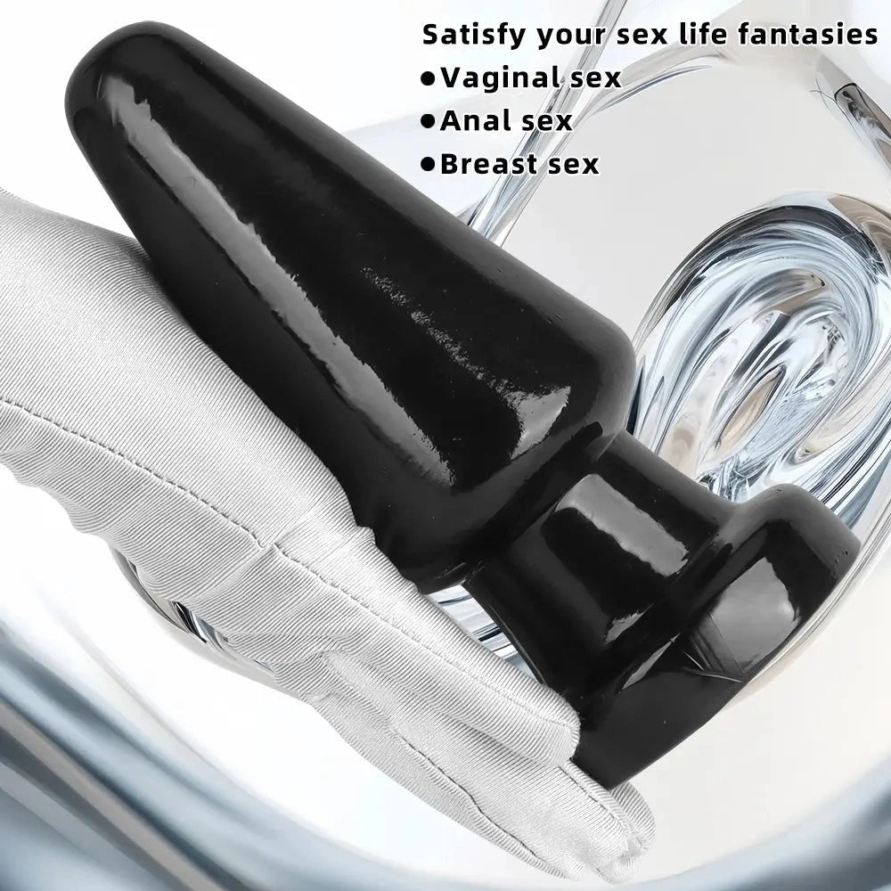 Black Tapered Suction Base Dildo - PVC Anal Dildo