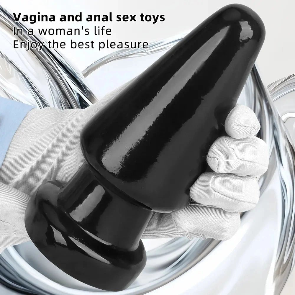 Black Tapered Suction Base Dildo - PVC Anal Dildo