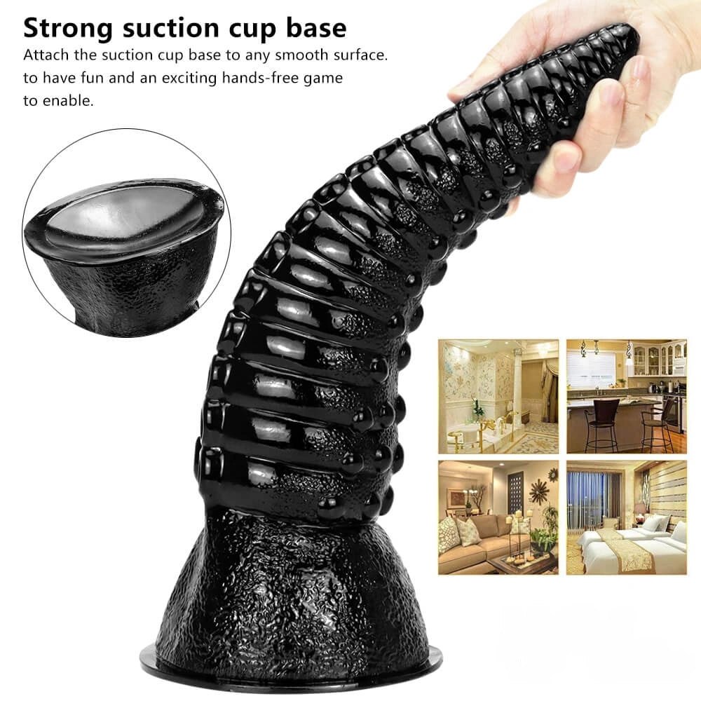 Black Tentacle Fantasy Dildo 14 in - Ridged Tentacle Dildo