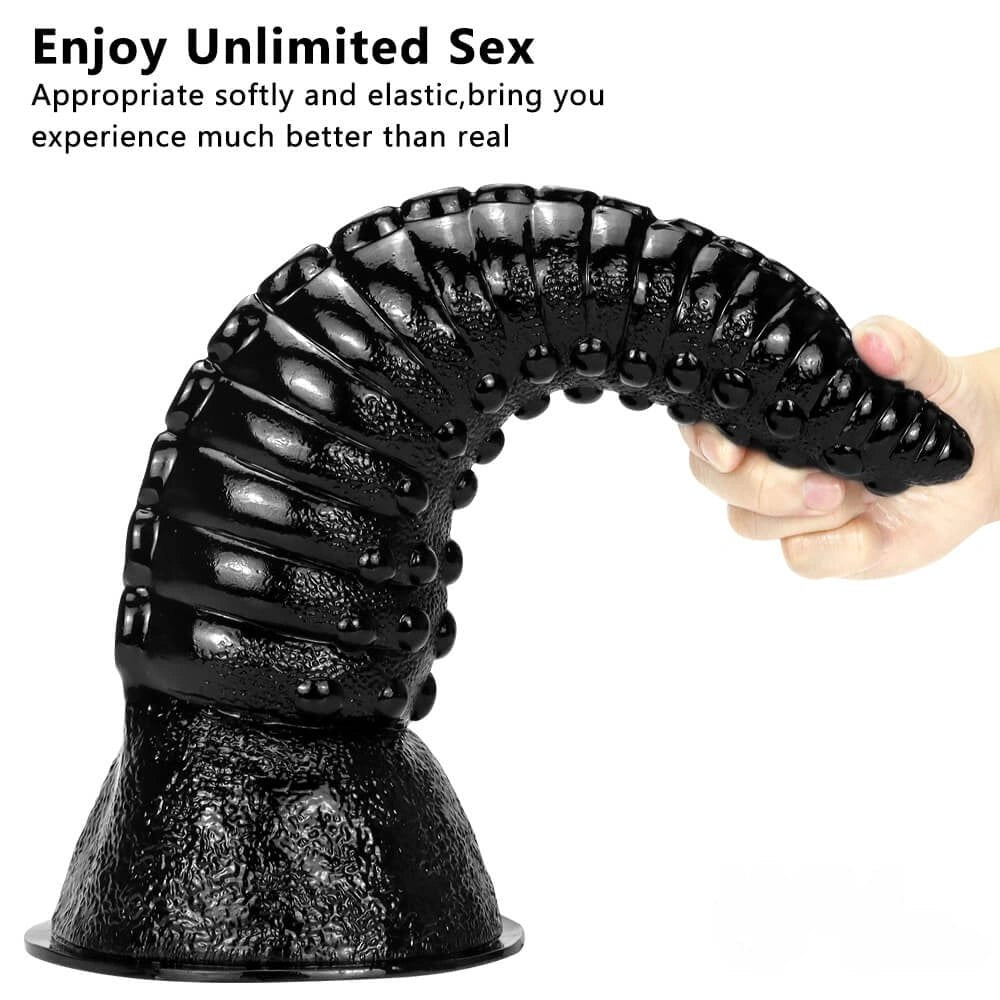 Black Tentacle Fantasy Dildo 14 in - Ridged Tentacle Dildo