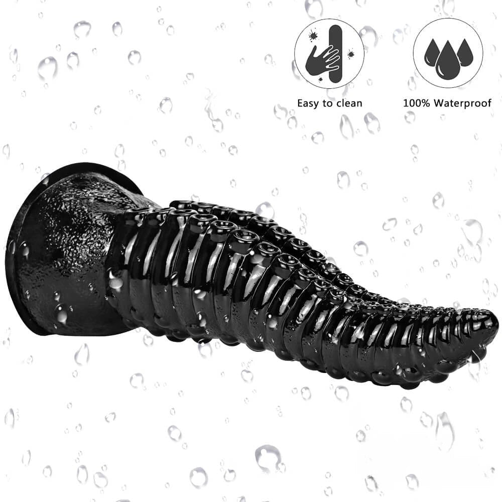 Black Tentacle Fantasy Dildo 14 in - Ridged Tentacle Dildo