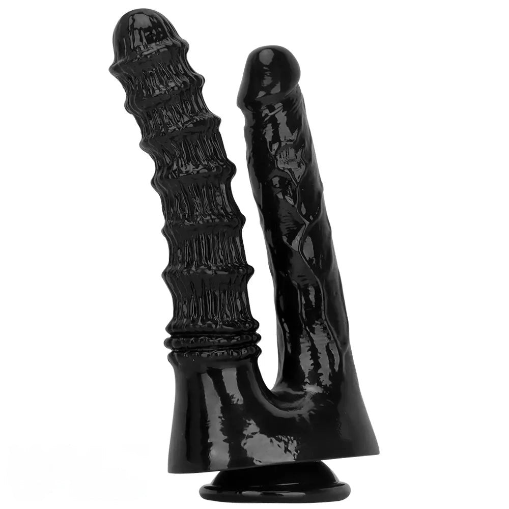 Black Twin Shaft Double Dildo - Realistic Double Dildo 10.82in