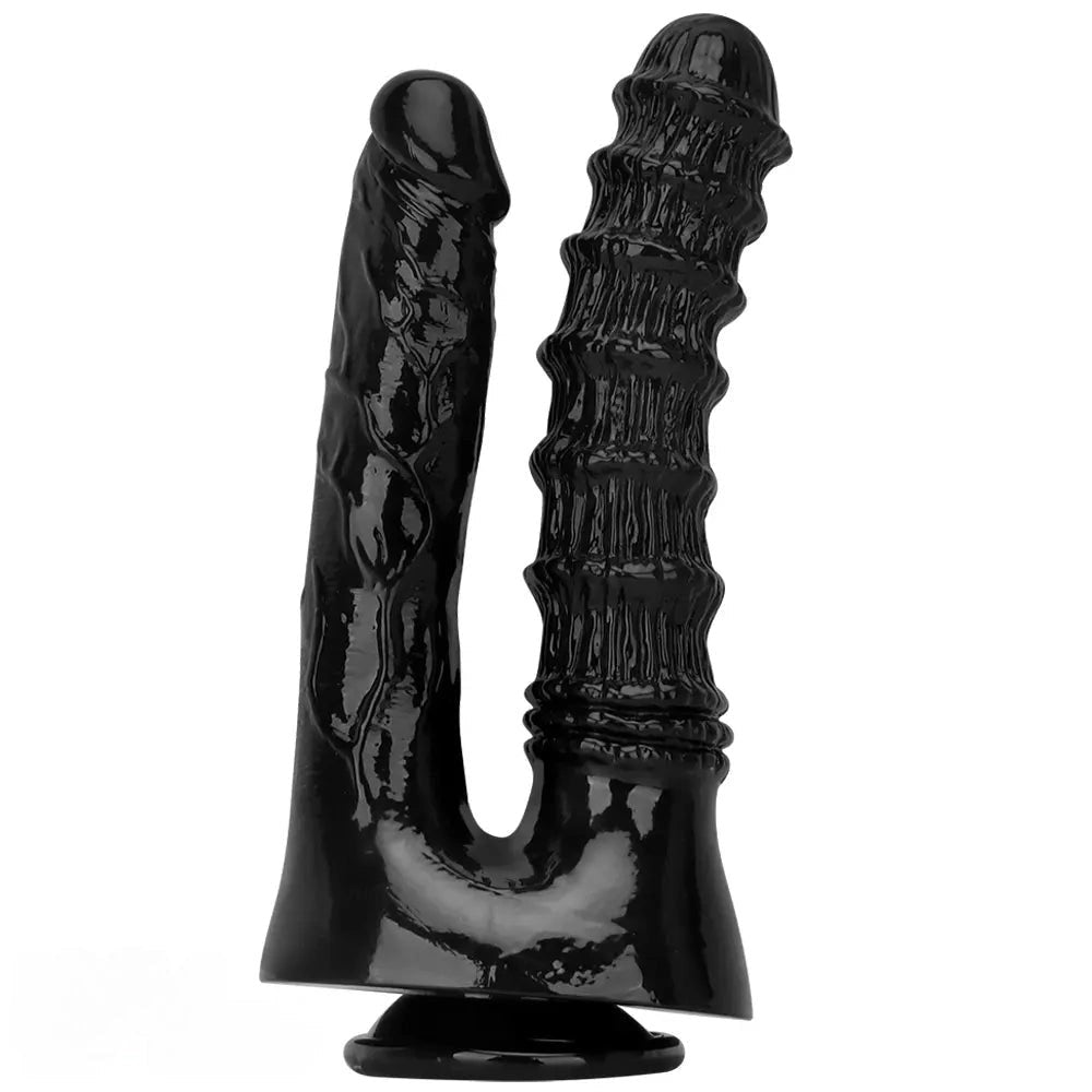 Black Twin Shaft Double Dildo - Realistic Double Dildo 10.82in