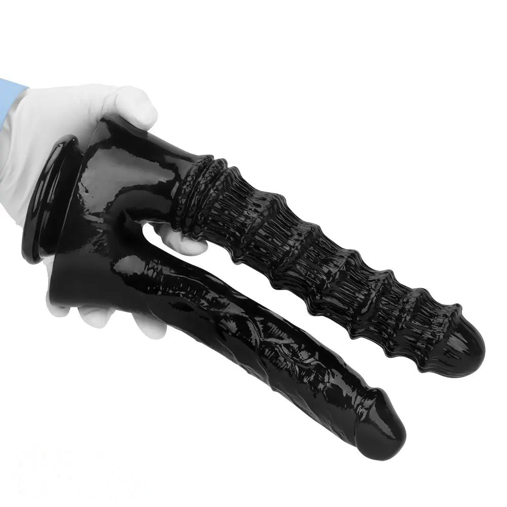 Black Twin Shaft Double Dildo - Realistic Double Dildo 10.82in