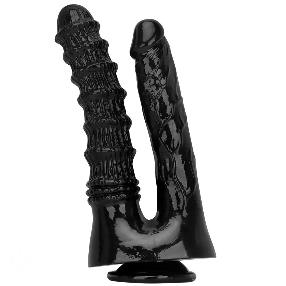 Black Twin Shaft Double Dildo - Realistic Double Dildo 10.82in