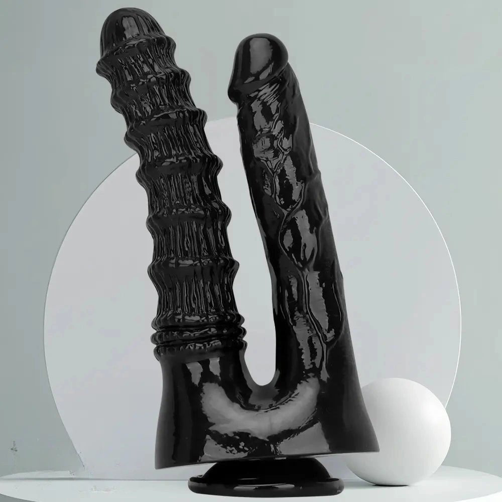 Black Twin Shaft Double Dildo - Realistic Double Dildo 10.82in