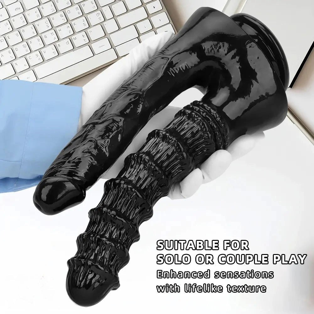 Black Twin Shaft Double Dildo - Realistic Double Dildo 10.82in