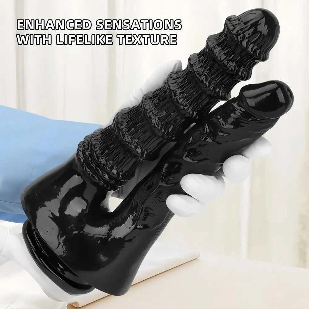Black Twin Shaft Double Dildo - Realistic Double Dildo 10.82in