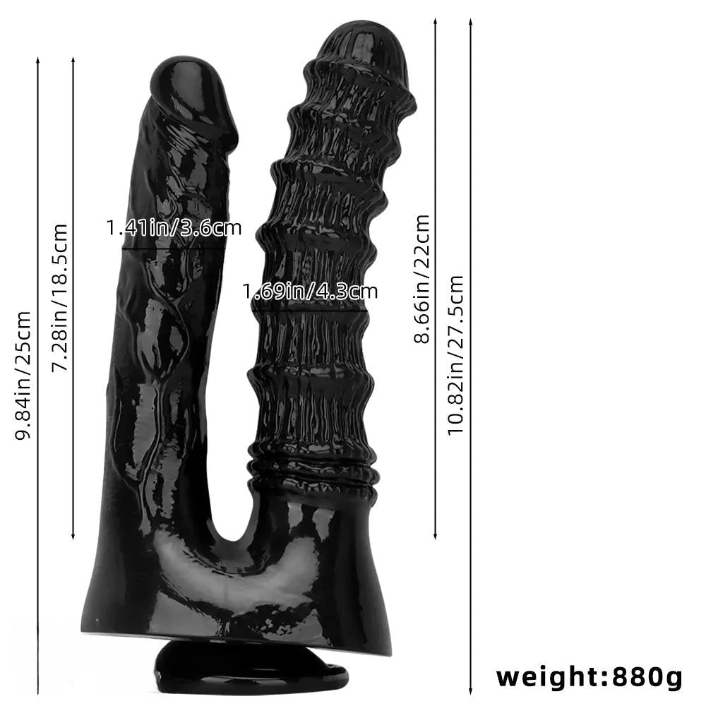 Black Twin Shaft Double Dildo - Realistic Double Dildo 10.82in
