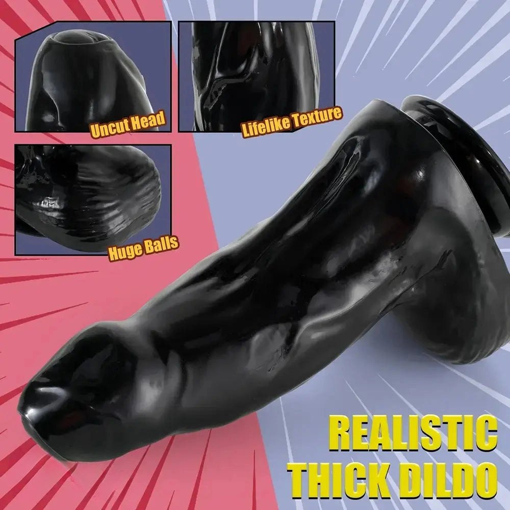 Black Uncut Anal Dildo - Huge Realistic Big Dildo