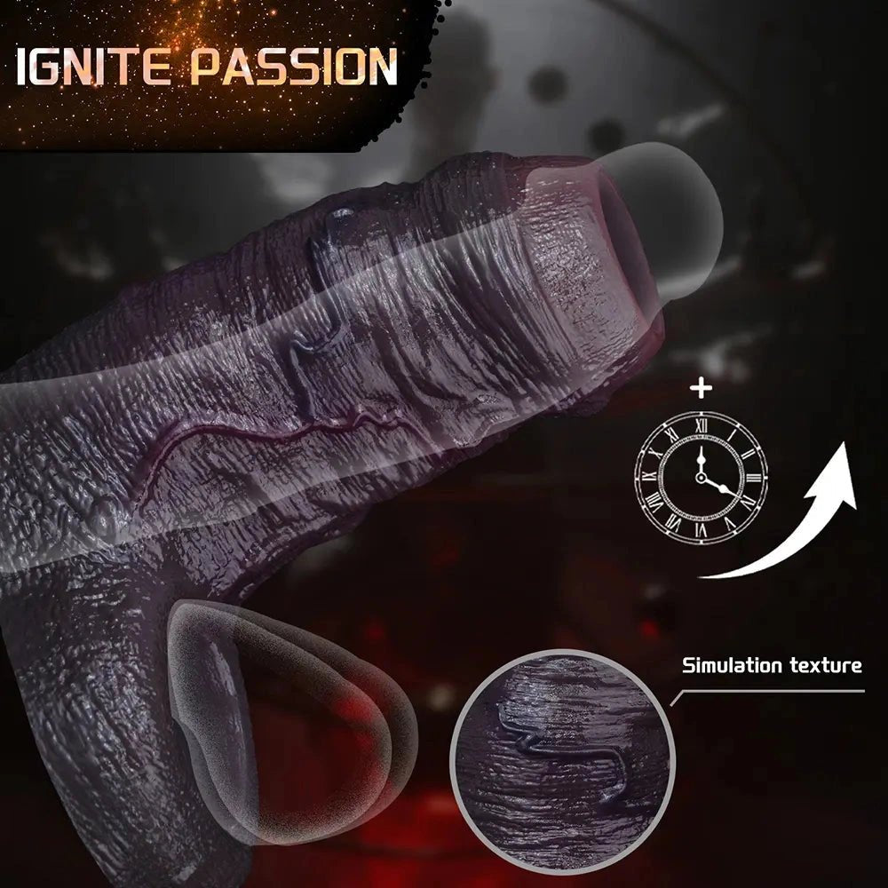 Black Wearable Penis Sleeve - Realistic Silicone Sleeve