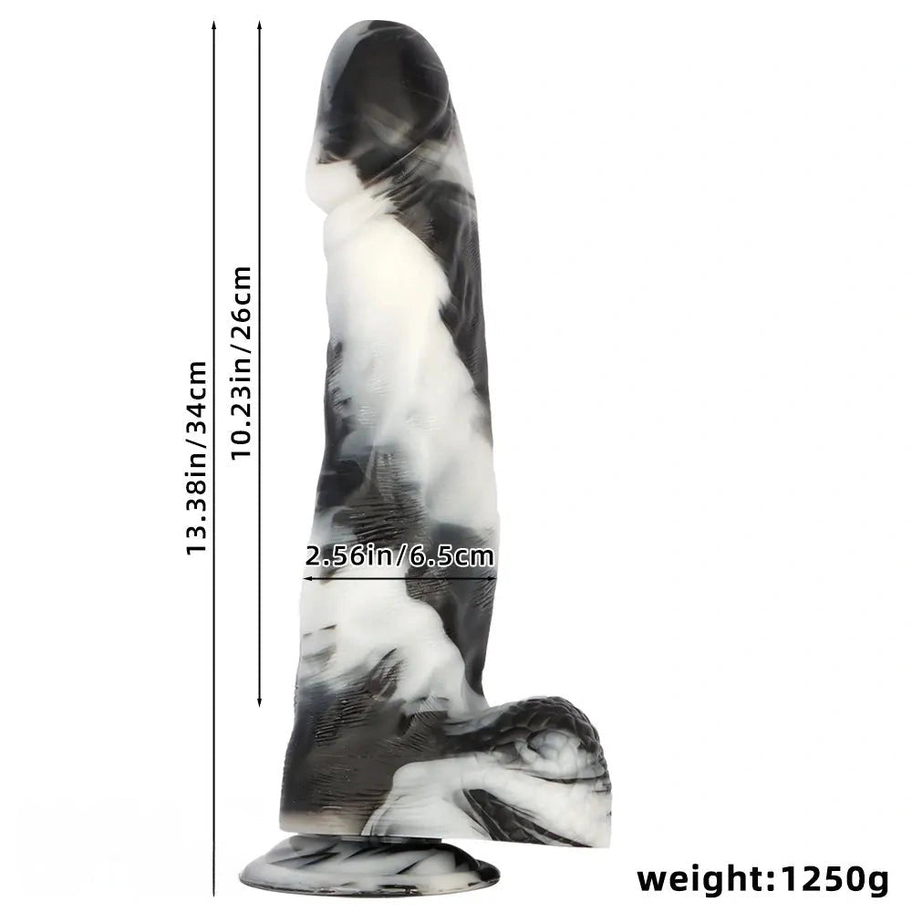 Black White Realistic Dildo 13in - Extra Thick Realistic Dildo