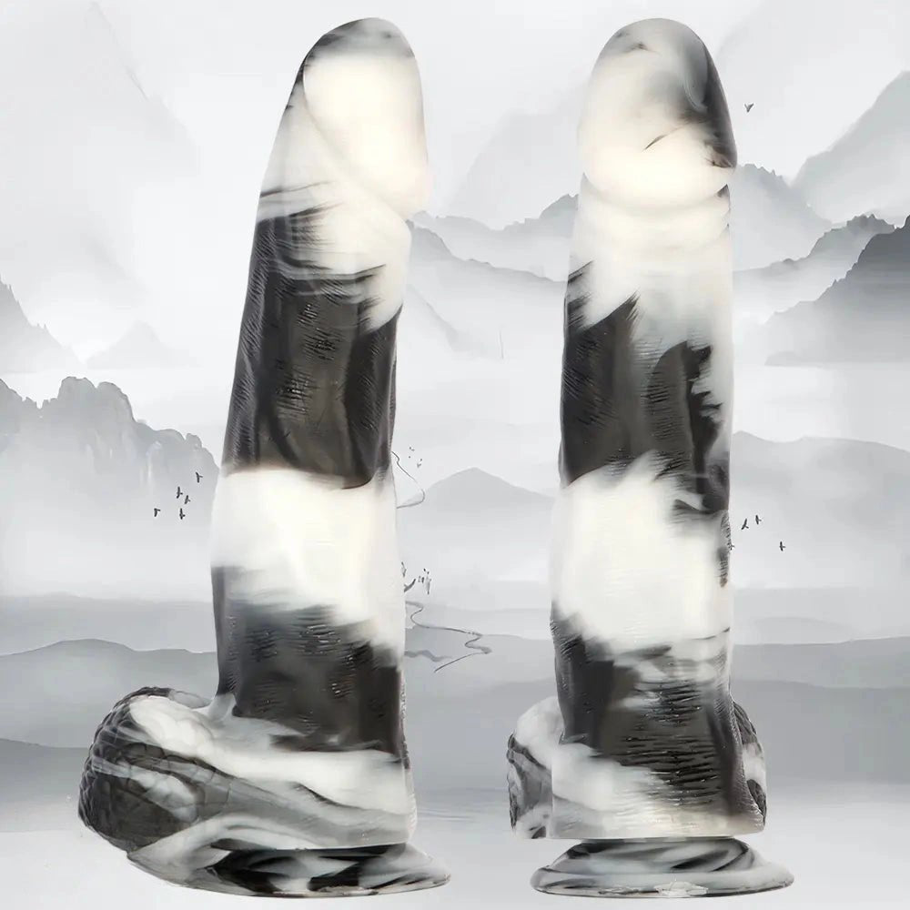 Black White Realistic Dildo 13in - Extra Thick Realistic Dildo