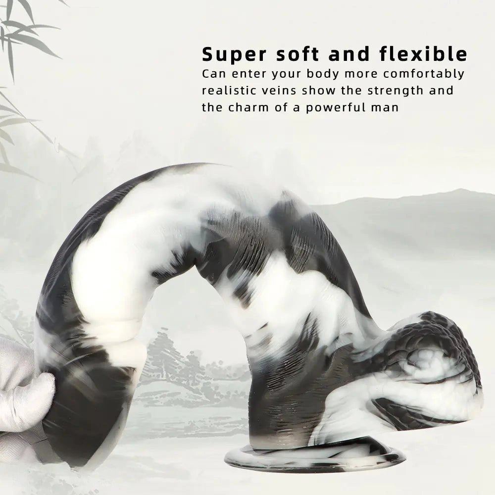 Black White Realistic Dildo 13in - Extra Thick Realistic Dildo