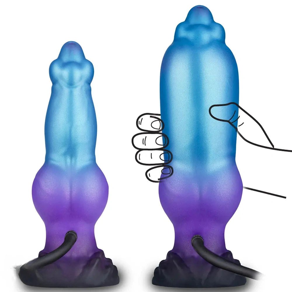Blue Fantasy Knot Dildo 8 in - Inflatable Knot Animal Dildo