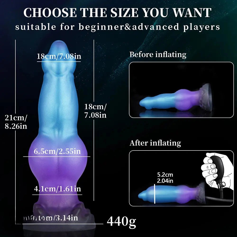 Blue Fantasy Knot Dildo 8 in - Inflatable Knot Animal Dildo