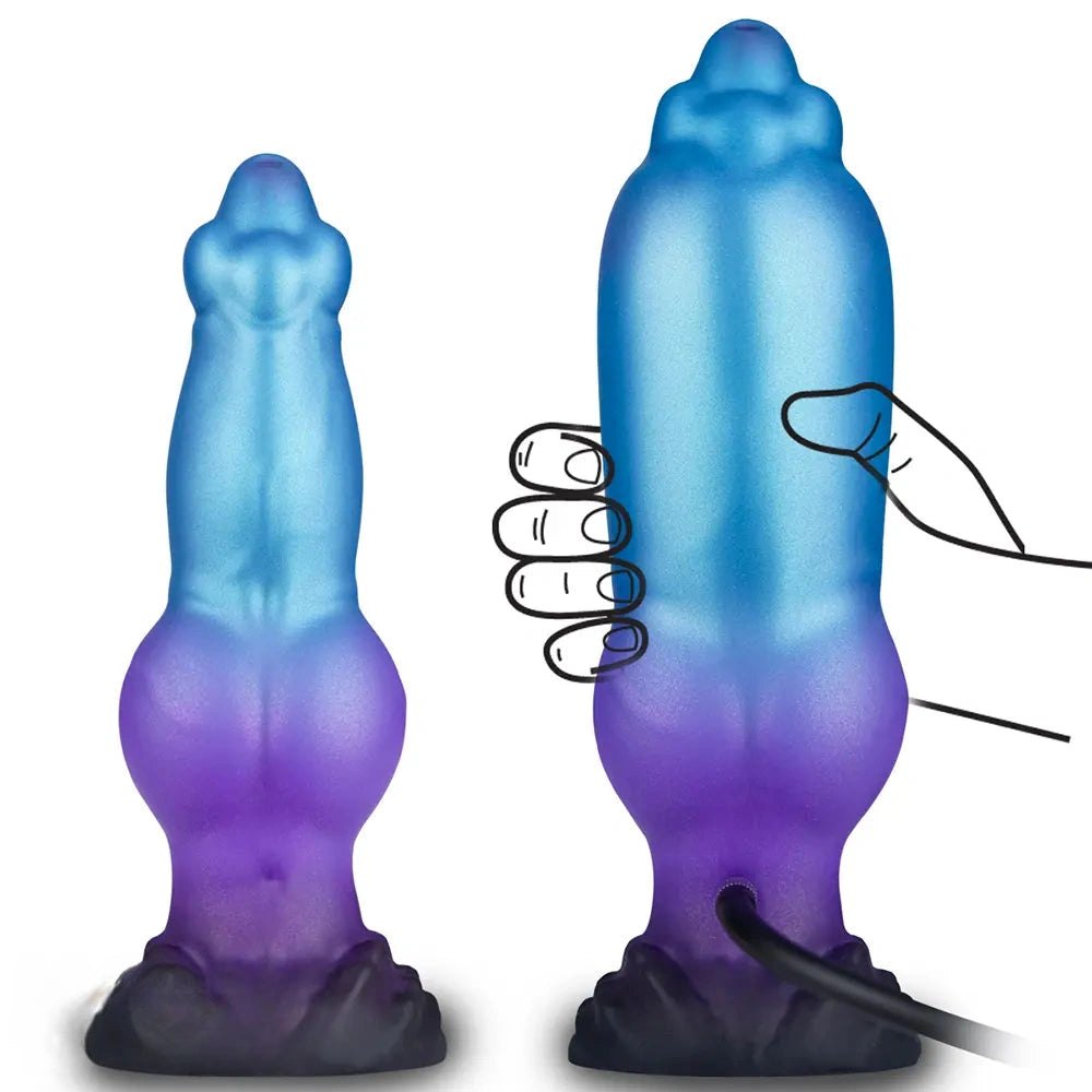 Blue Fantasy Knot Dildo 8 in - Inflatable Knot Animal Dildo