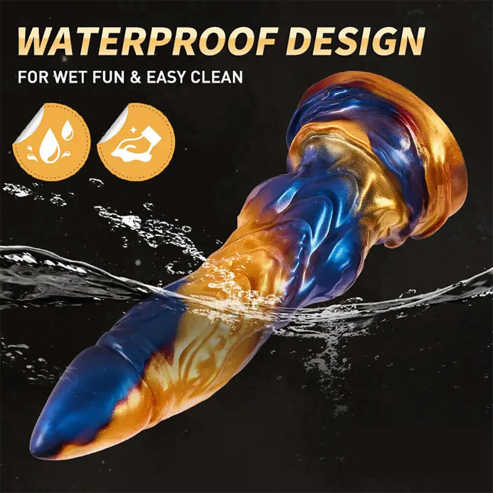 Blue Gold Fantasy Vibrating Dildo - Thrusting Vibrating Dildo