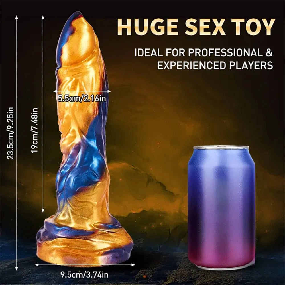 Blue Gold Fantasy Vibrating Dildo - Thrusting Vibrating Dildo
