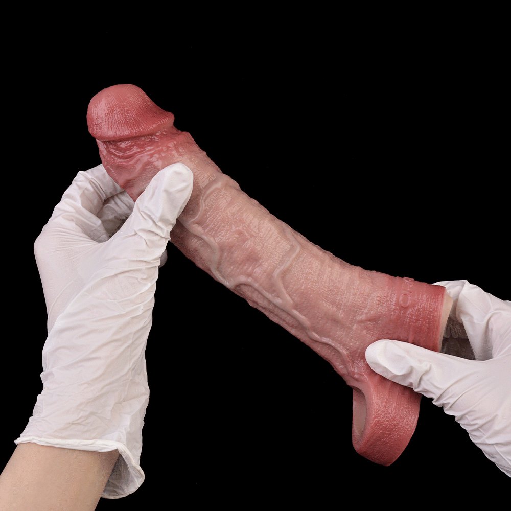 Blue Hollow Silicone Dildo Sleeve - Hollow Realistic Extender