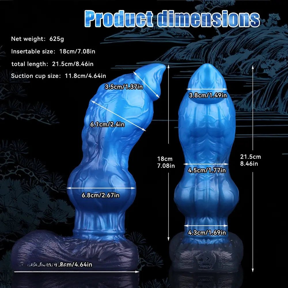 Blue Knot Animal Dildo 8.46 in - Silicone Knot Dildo