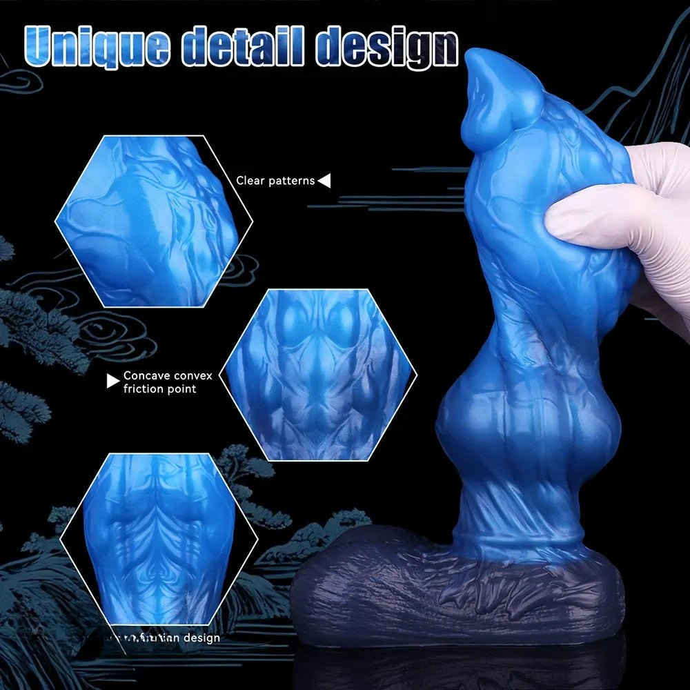 Blue Knot Animal Dildo 8.46 in - Silicone Knot Dildo