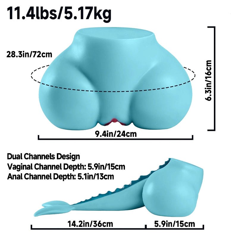 Blue Mermaid Tail Fantasy Torso - Fantasy Furry Butt Toy