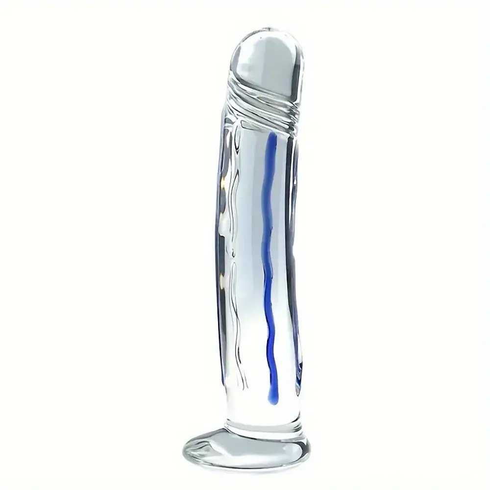 Blue Swirl Glass Dildo 6.5in - Glass Metal Dildo