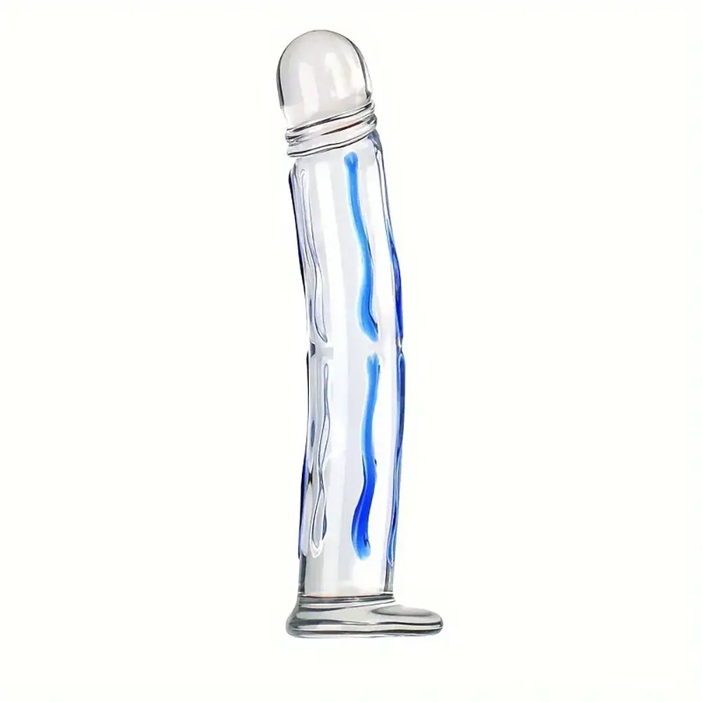 Blue Swirl Glass Dildo 6.5in - Glass Metal Dildo