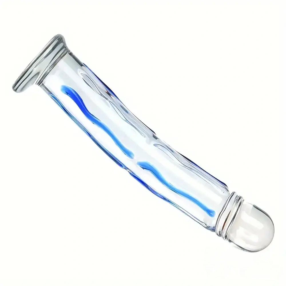 Blue Swirl Glass Dildo 6.5in - Glass Metal Dildo