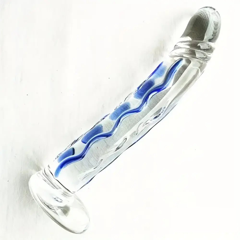 Blue Swirl Glass Dildo 6.5in - Glass Metal Dildo