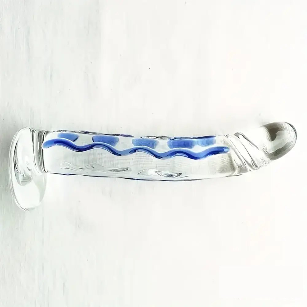 Blue Swirl Glass Dildo 6.5in - Glass Metal Dildo