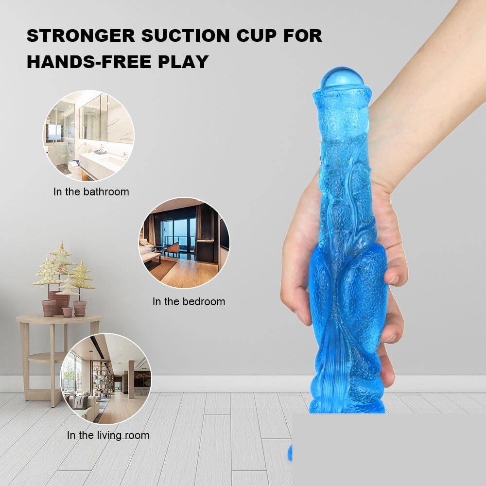 Blue Textured Fantasy Dildo - Ridged PVC Fantasy Dildo
