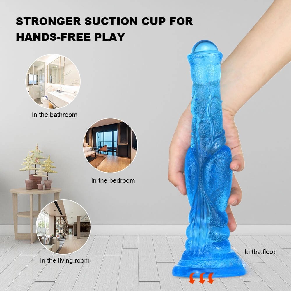 Blue Textured Fantasy Dildo - Ridged PVC Fantasy Dildo