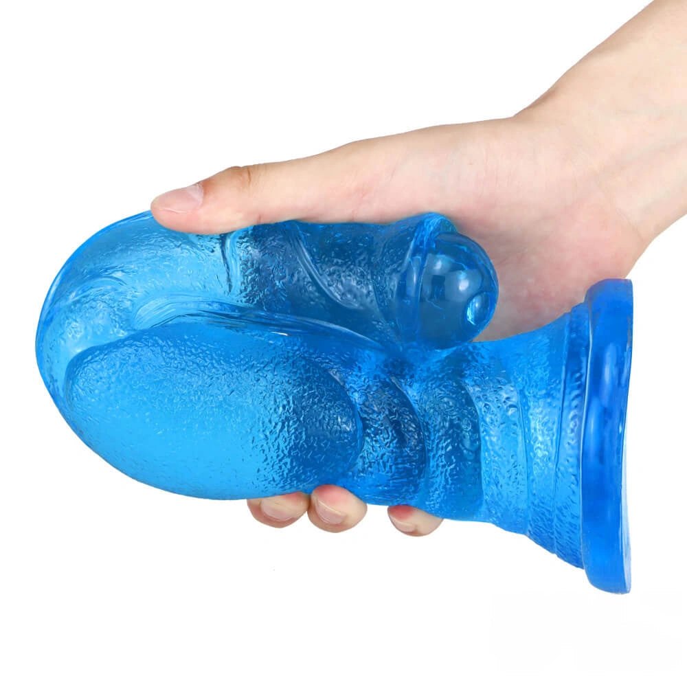 Blue Textured Fantasy Dildo - Ridged PVC Fantasy Dildo