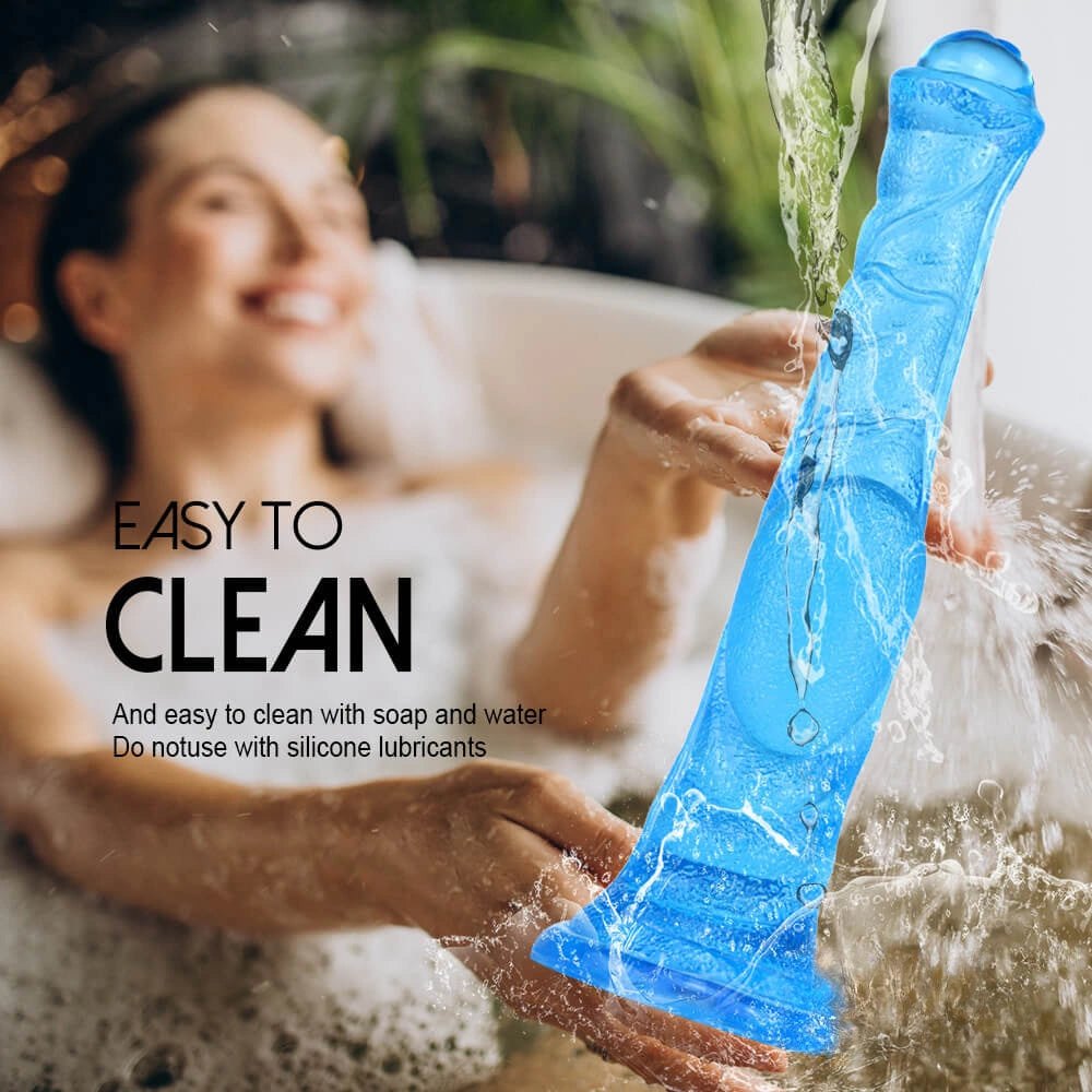Blue Textured Fantasy Dildo - Ridged PVC Fantasy Dildo