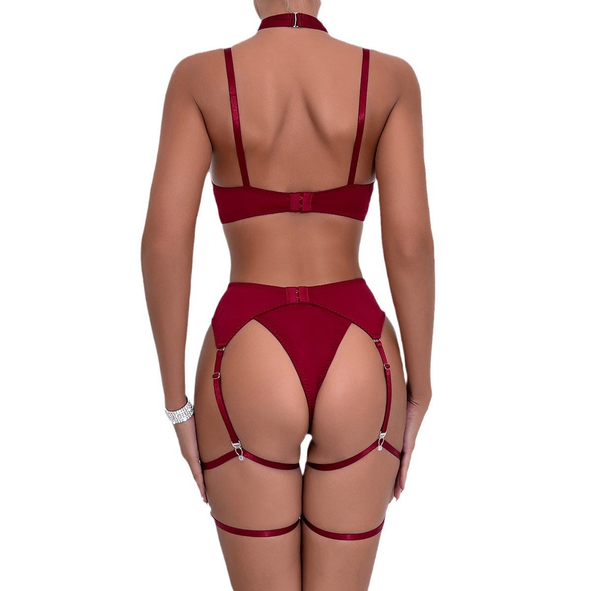 Bow Cutout Four-Piece Lingerie - Bra and Panty Set