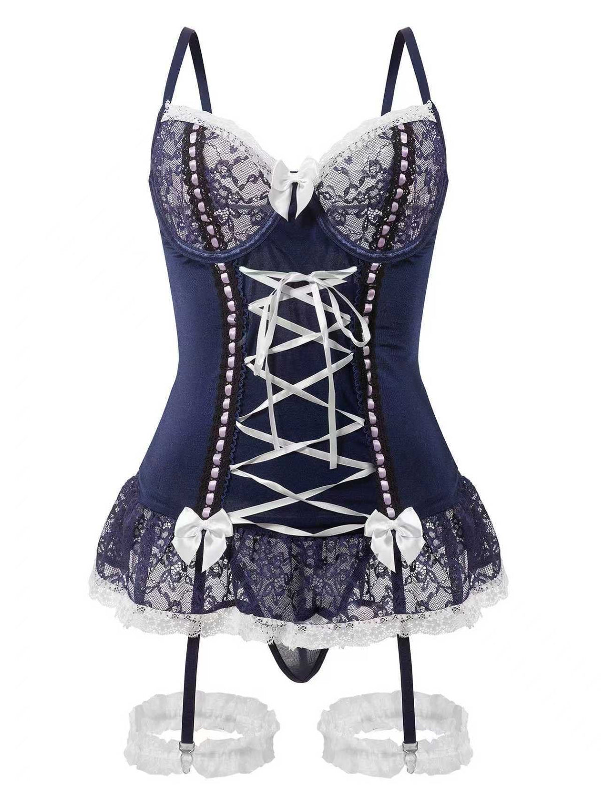 Bow Tie Bodysuit With Garter - Lingerie Bodysuit for Women