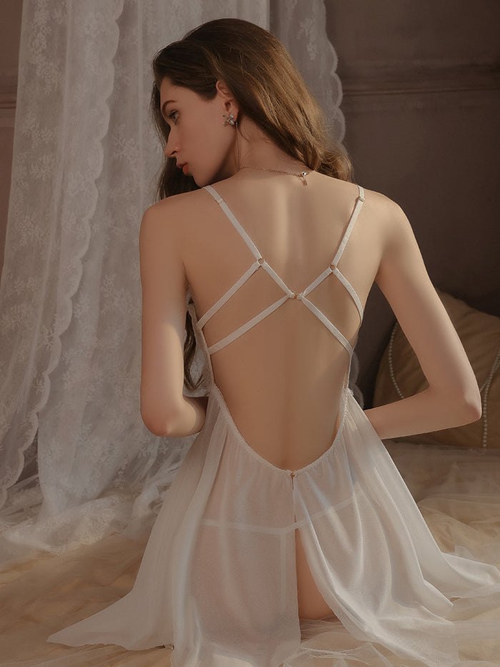 Bow Tie Silk Babydoll Set - Sexy Babydoll Lingerie