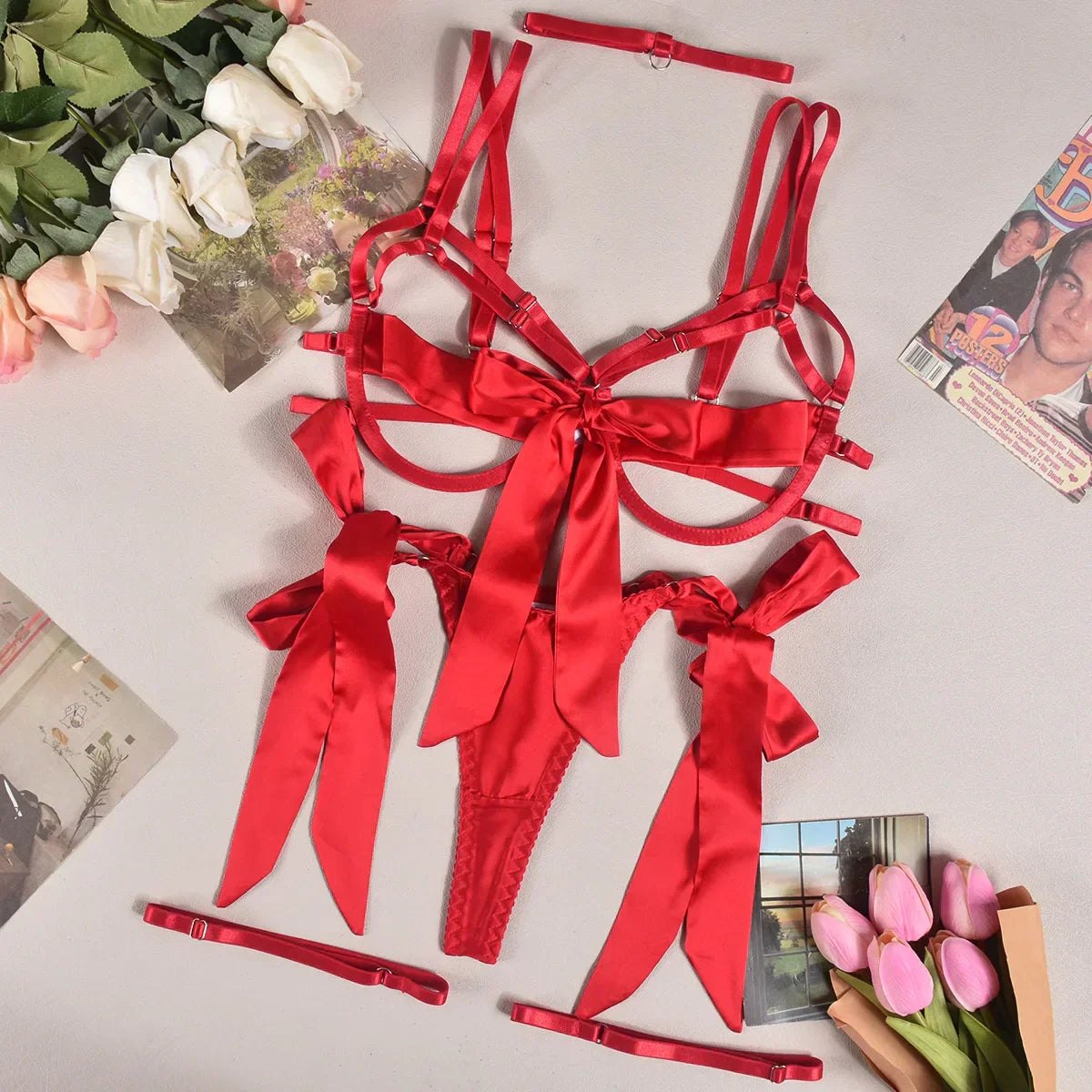 Bowknot Underwire Skirt Set - Bra and Panty Set