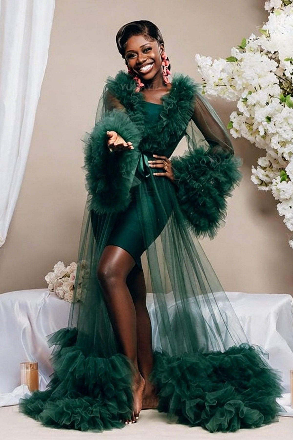 Bridal Ball Sheer Mesh Robe - Sexy Lingerie Robe