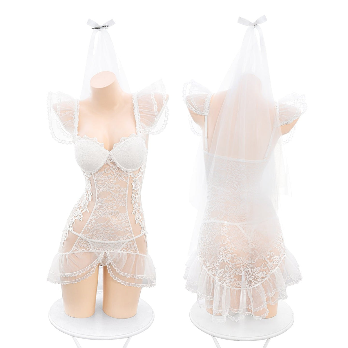Bridal Lace Bustier Fishtail Skirt - Corset Lingerie